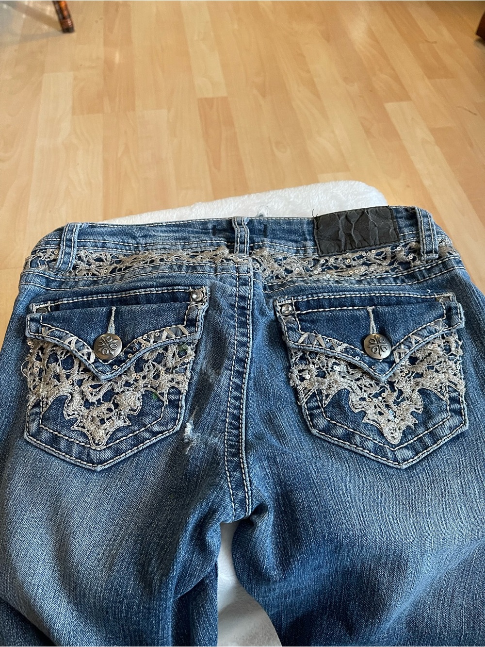 Sequin embellished jeans